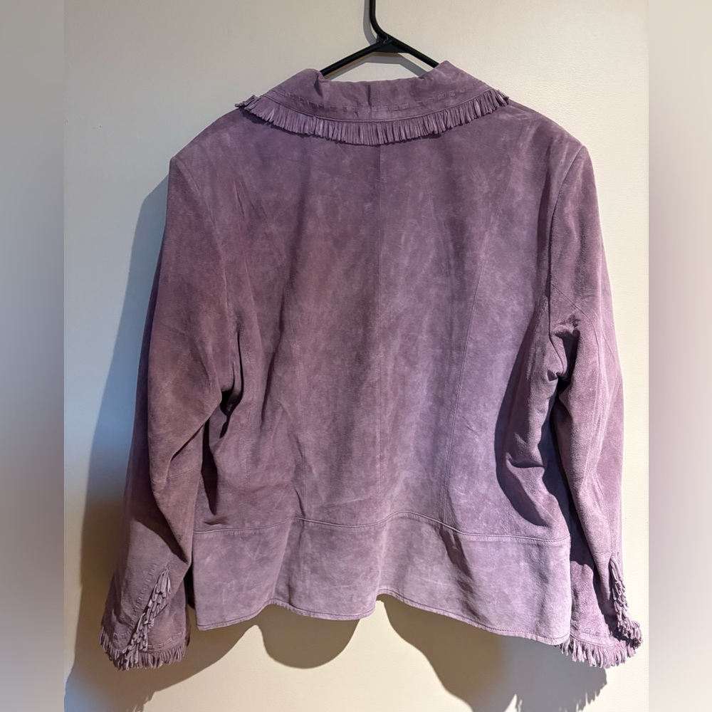 Lavender Suede Fringe Collar Jacket - Picture 5 of 13